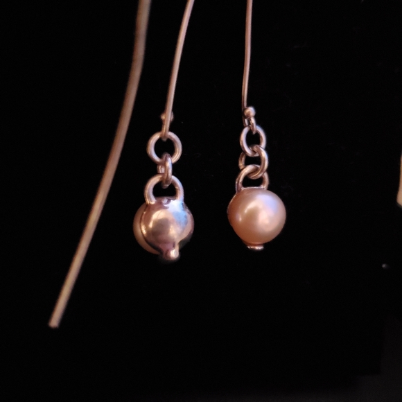 Silver 925 drop pearl earrings - Picture 6 of 8